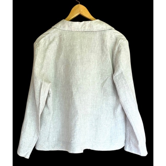 DKNY Pure Linen Blazer Front Tie Closure Color Oatmeal Size 10 NWT - Picture 2 of 7